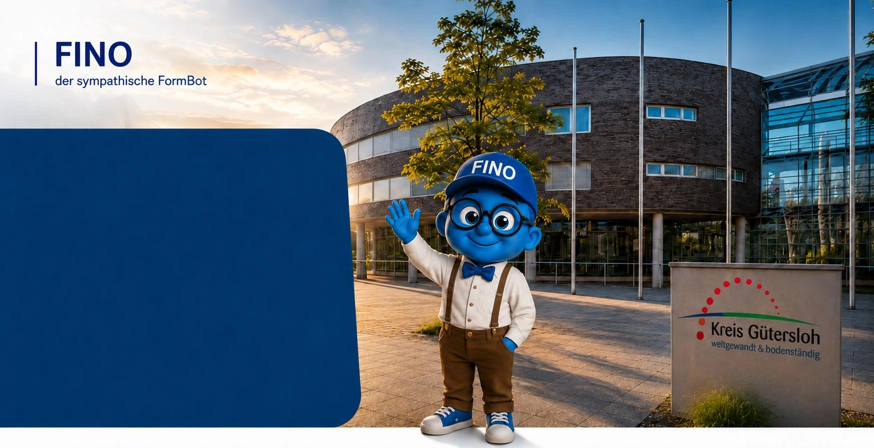 FINO vor dem Jobcenter Kreis Gütersloh – Originalmotiv aus dem Gütersloh-Flyer